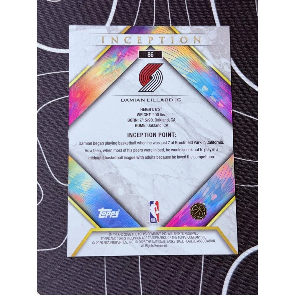 Damian Lillard 2025-26 Topps Inception Trail Blazers Purple 057/125